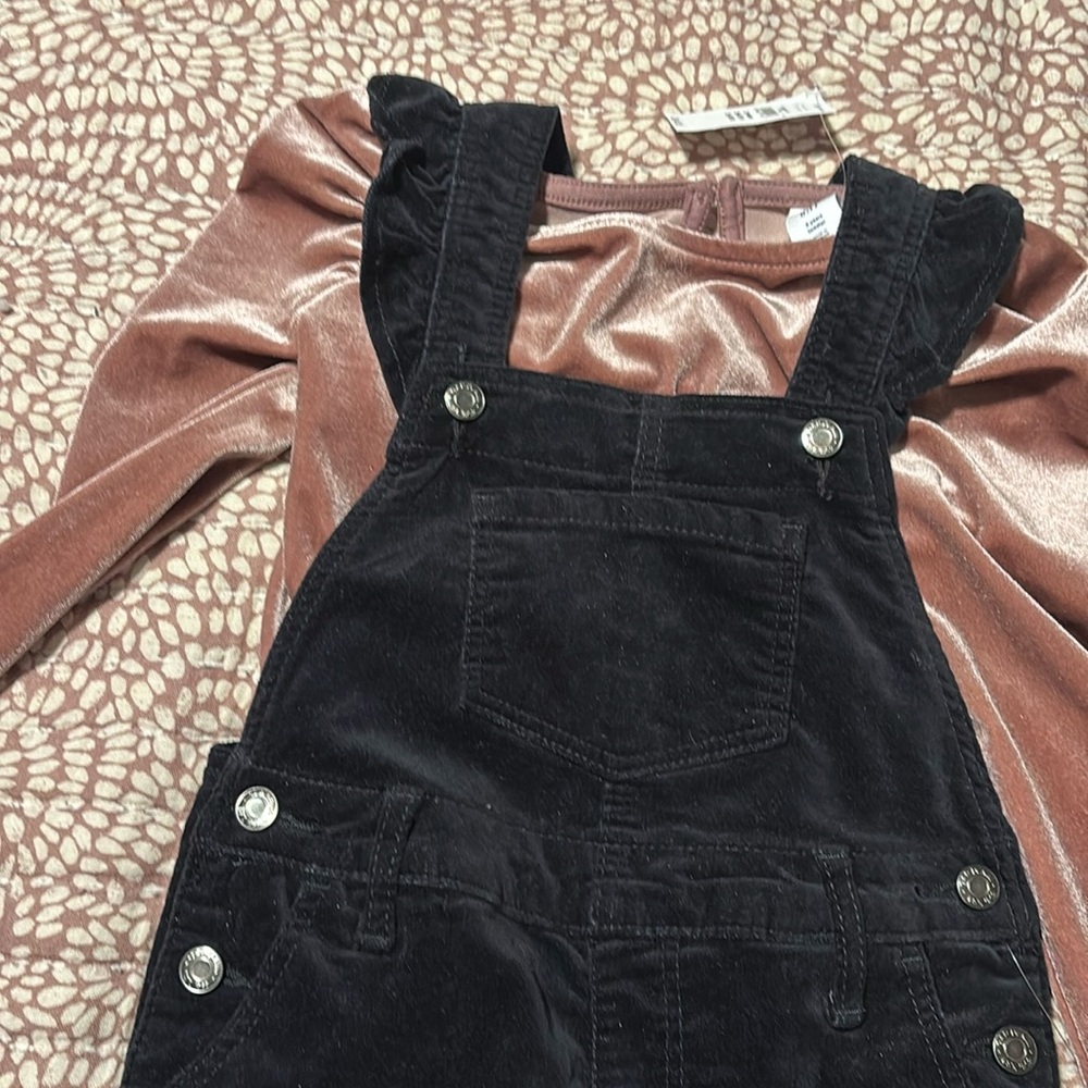 Baby gap velvet overalls with top